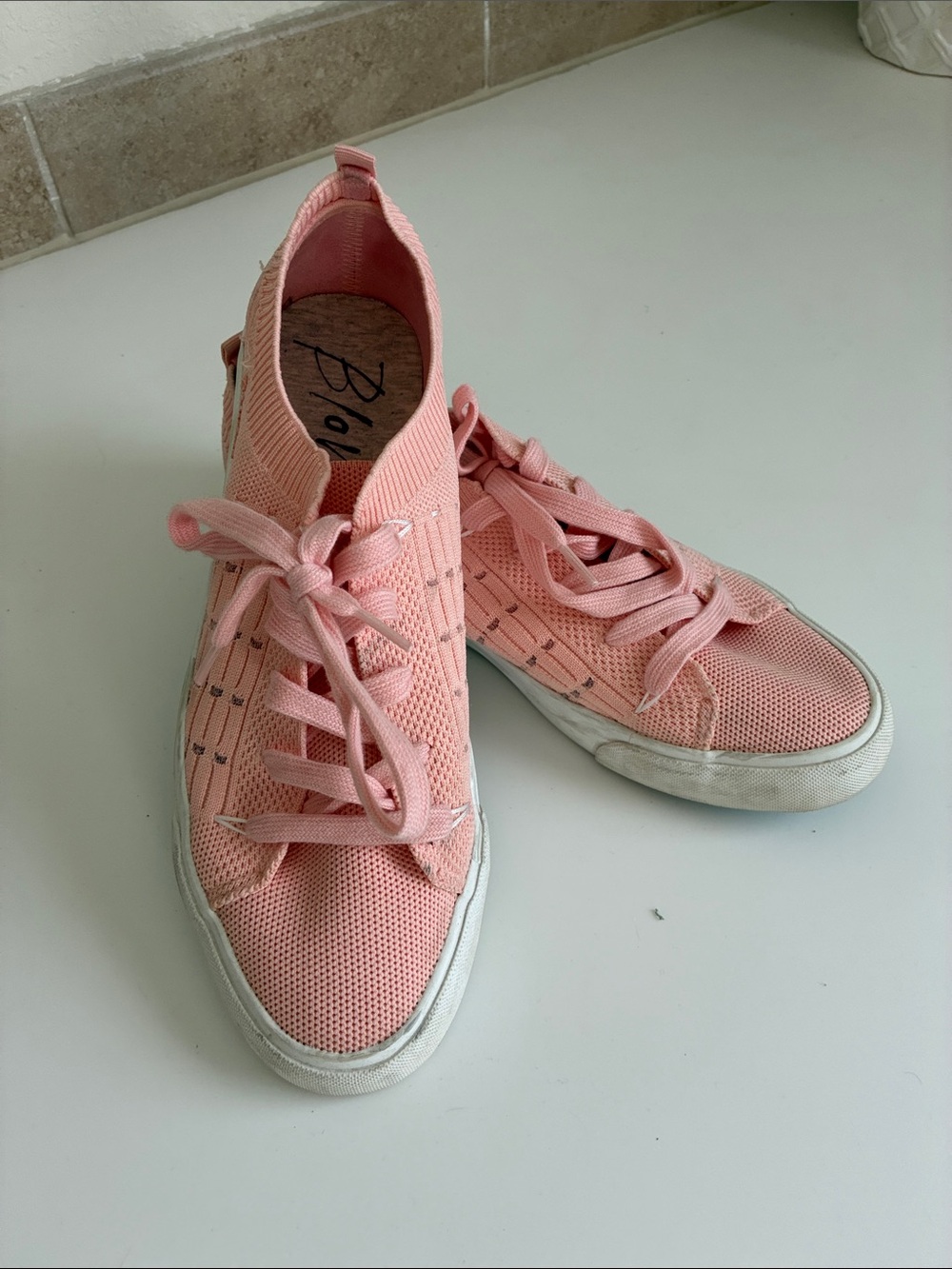 Blowfish Pink Coral Knit Lace-Up Women's Sneaker